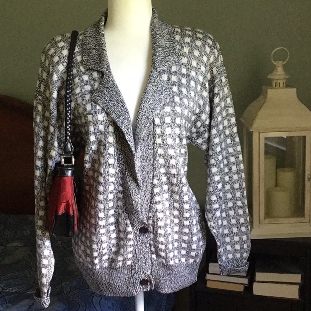 Vintage Breckenridge black and cream cardigan sweater